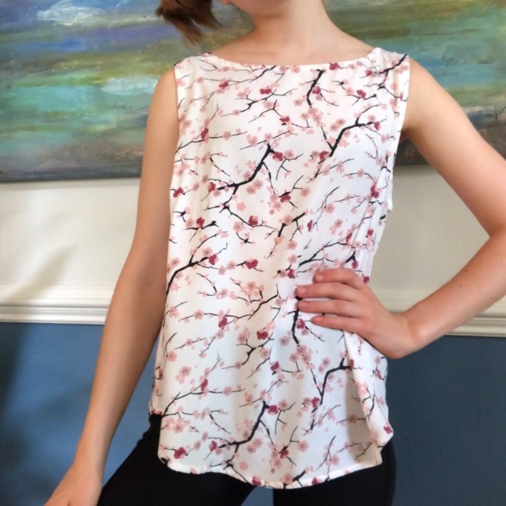 White Blouse with Cherry Blossoms